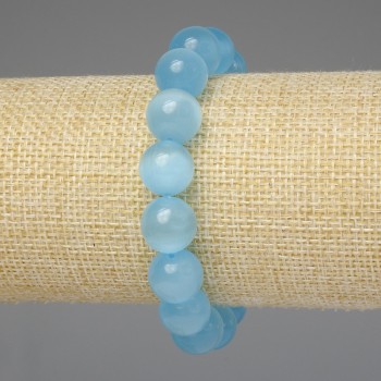 Blue Cat's Eye Bracelet with Smooth Beads 12mm, 18 cm (Stretch)