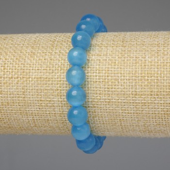 Bracelet 'Azure Cat's Eye' with smooth 10mm beads, 18 cm stretch