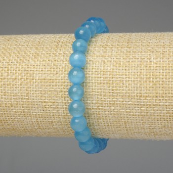 Azure Cat's Eye Bracelet 8mm Smooth Beads, 18 cm Stretch