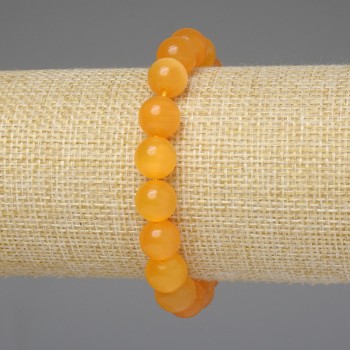 Yellow Cat's Eye Bracelet with smooth 10mm beads, 18 cm length, stretch