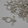 Toggle clasp findings, diameter 15x3 mm ±, circle diameter 9.5 mm ±, hole diameter 7 mm ±, silver-tone metal, pack of 15 pcs