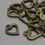 Bronze Heart Pendant, metal color bronze, diameter 15×12 mm, ear hole 2.3 mm, packaging 15 pcs