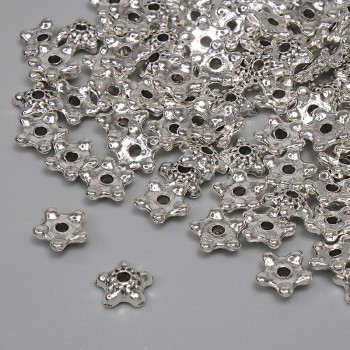 Bead cap findings, silver-tone, diameter 5×1.5 mm, hole diameter 1.2 mm, packaging 91 pcs ±