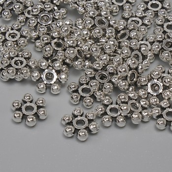 Bead insert, silver metal color, 7x2 mm, hole diameter ~1.5 mm, packaging 44 pcs