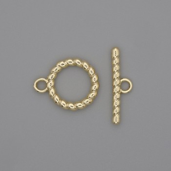 Toggle clasp hardware, diameter 22×2, 5mm ± circle, diameter 15mm ±, hole diameter 10mm ±, gold-tone metal