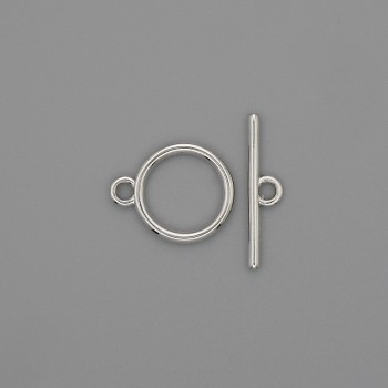 Toggle clasp hardware, ring diameter 18×1.5 mm, 12 mm diameter, hole diameter 10 mm, silver-colored metal