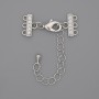 Three-strand bracelet and bead clasp, silver-colored metal, diameter 7x12 mm ±, length 3 cm ±