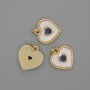 Pendant Mother-of-Pearl Heart 15x15 mm ± Blue Crystal, Length 18 mm ± Gold-Tone Metal