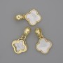 Pendant with mother-of-pearl in the shape of a shamrock 14x14mm, length 24mm, golden metal