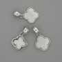 Mother-of-Pearl Four-Leaf Clover Pendant 14x14 mm, length 24 mm, silver-tone metal