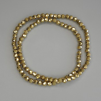 Gold-colored hematite beads, faceted 4mm balls on monofilament, length 38 cm ±