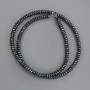 Faceted hematite rondelle beads 4x2mm on beading thread, 39 cm length