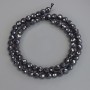 Hematite beads, faceted ball 6mm ±, on beading thread, length 38 cm+