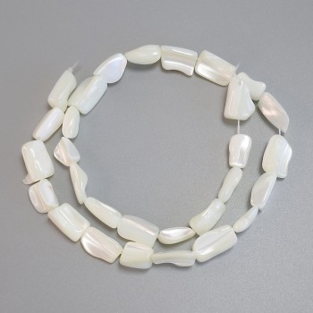 Faceted mother-of-pearl beads, diameter 12-15×7-11 mm, length 38 cm on thread