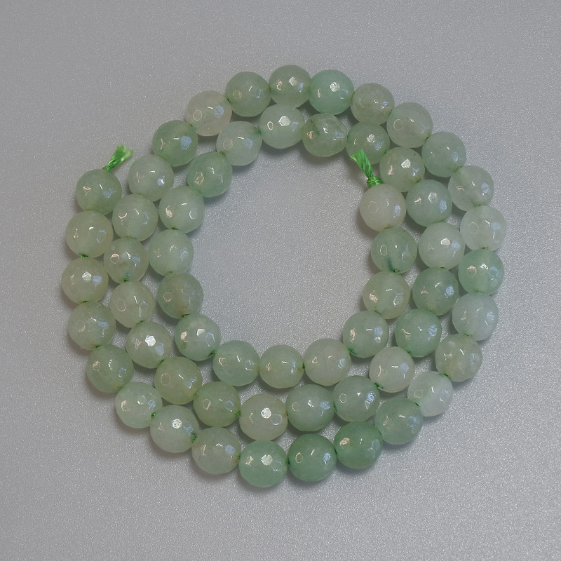 Faceted Jade Beads, 6 mm diameter, 36 cm length on thread