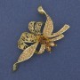 Bow Brooch with Yellow Crystals, Golden Metal, 72x43 mm +