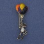 Brooch-pendant Frog with Balloons, Enamel, Golden Metal 48x17mm+