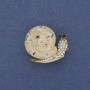 Brooch Snail Chalcedony White Crystals Gold-tone Metal 20×26mm+