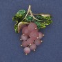 Grapes Brooch-Pendant with Cat's Eye Beads, Green Enamel, Gold-Toned Metal, 36x40 mm