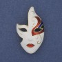 Mask Brooch with White, Black, and Red Enamel on Golden Metal, 40x23 mm+