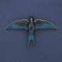 Swallow brooch-pendant gray-blue enamel on silvery metal 78x50 mm+