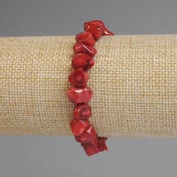 Faceted Coral Bracelet on Stretch Cord