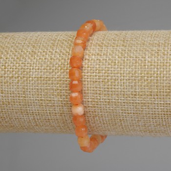 Mashan Nephrite Bracelet with Faceted Cubes, 5x5 mm, 18 cm stretch