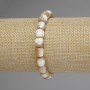 Barrel-shaped Mother-of-Pearl Bracelet, bead diameter 8x7.5 mm, stretch length 18 cm