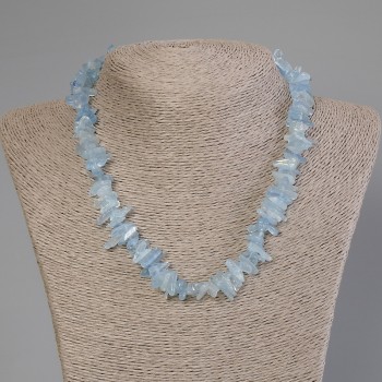 Aquamarine Chip Necklace, diameter 10-18×2-4 mm, length 50 cm, +/- with clasp
