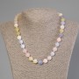 Morganite Necklace with smooth 10 mm beads, 50 cm length, with clasp