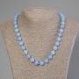 Aquamarine Necklace with Smooth Beads, 10mm Diameter, 50cm Length +/- with Clasp