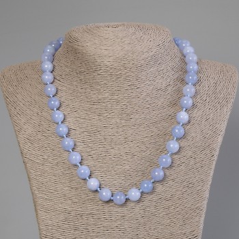 Aquamarine Necklace, Smooth Bead, 10 mm Diameter, 50 cm Length ± with Clasp