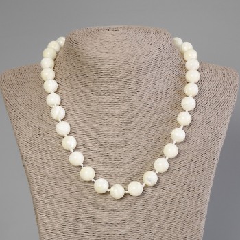 Pearl Necklace with Smooth Beads, 12 mm Diameter ±, 50 cm Length ± with Clasp