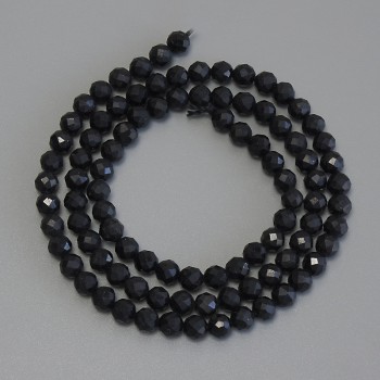 Shungite beads, faceted ball on a thread, diameter 4 mm, length 39 cm