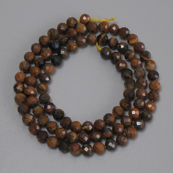 Tiger's Eye Beads - Faceted Round Bead, Diameter 4.5 mm, Length 39 cm on a thread