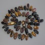 Beads of Bull's-Eye, Falcon's Eye, and Tiger's Eye - butterfly-shaped seed beads, diameter 10-20×5-8 mm, 3 mm beads, length about 39 cm on thread