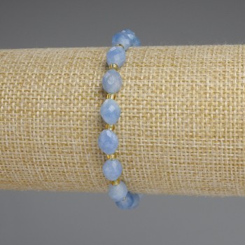 Aquamarine bracelet with faceted grain beads, 8x6 mm ±, length 18 cm ± stretch