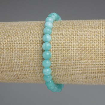 Aquamarine Bracelet with Smooth Beads 6mm, Stretch, 18 cm