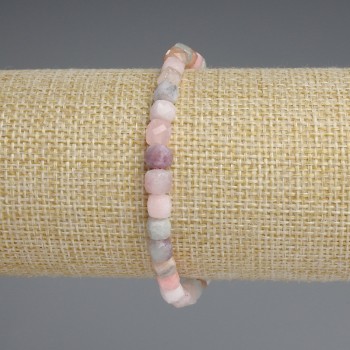 Jadeite Bracelet with Faceted Cubes, 5x5x5 mm cubes, 18 cm length +/- stretch