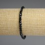 Black Tourmaline Bracelet with Faceted Cubes, 4x4 mm, 18 cm Length, Elastic