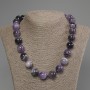 Amethyst Chevron Necklace with Smooth Beads, 16 mm Diameter, 50 cm Length with Clasp