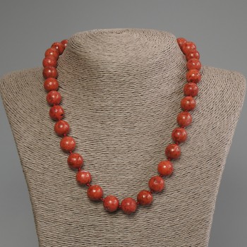 Sponge Coral Necklace with Smooth Beads, 12 mm Diameter ±, 50 cm Length ± with Clasp