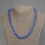 Blue Cat's Eye Necklace, smooth beads, 9mm diameter, 50cm length, with clasp