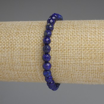 Azurite Bracelet with 6mm Faceted Bead, 18 cm Stretch