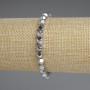 Silver-colored hematite bracelet with faceted 6 mm beads, length 18 cm, stretch