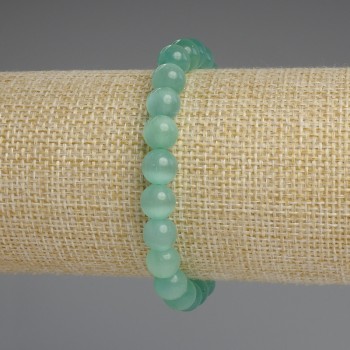 Cat's Eye Bracelet with smooth 8mm beads, stretch, 18 cm length
