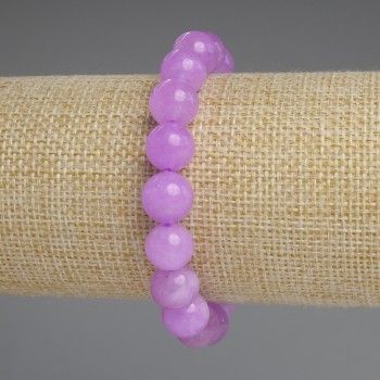Bracelet Lavender Amethyst Smooth Beads, 10mm Diameter, 18cm Length, Stretch