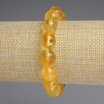 Citrine Bracelet with Smooth Beads, 12mm Diameter, 18cm Length, Stretch