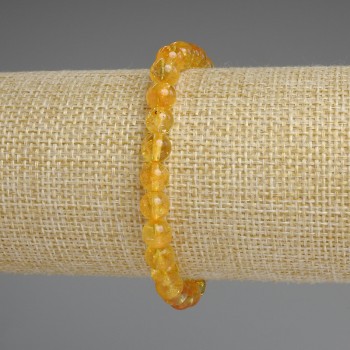 Citrine bracelet with smooth round beads, 7 mm diameter, 18 cm length, elastic