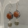Earrings Aventurine 'Golden Sand' in a bezel setting, 15mm +/-; Labradorite bead 10mm +/-; length 52mm +/-